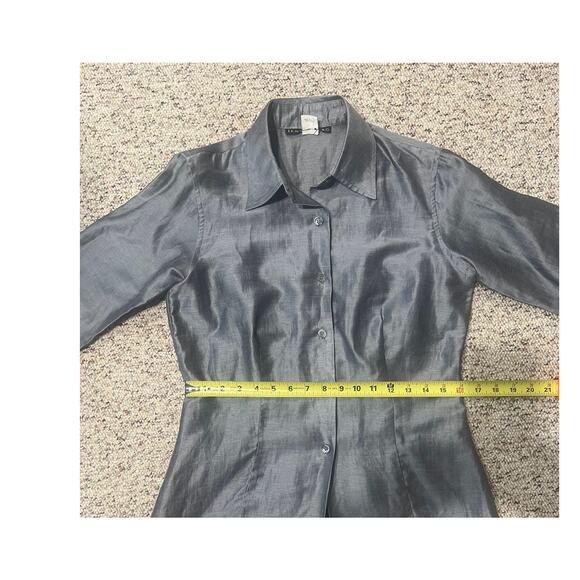 Jenne Maag Silver Gray Metallic Blouse Top Button Down Fitted Elegant Size M - Picture 5 of 7